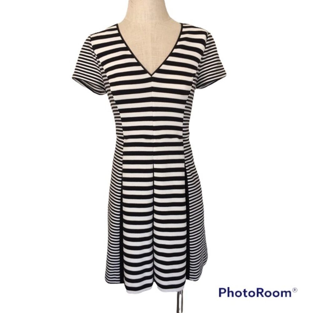 BANANA REPUBLIC Black & White Striped Dress Size 2 Vintage